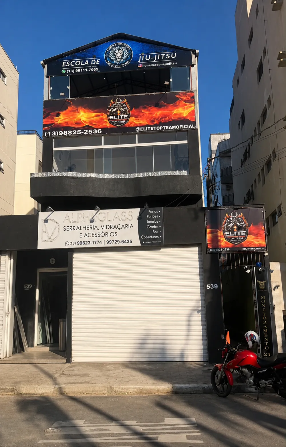 Fachada da unidade Enseada da Elite Top Team